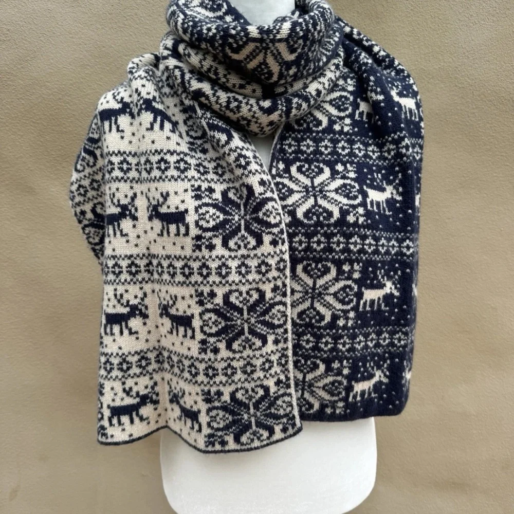 🔥FAIR ISLE Nordic Large Reversible scarf STUNNING! Price Firm!